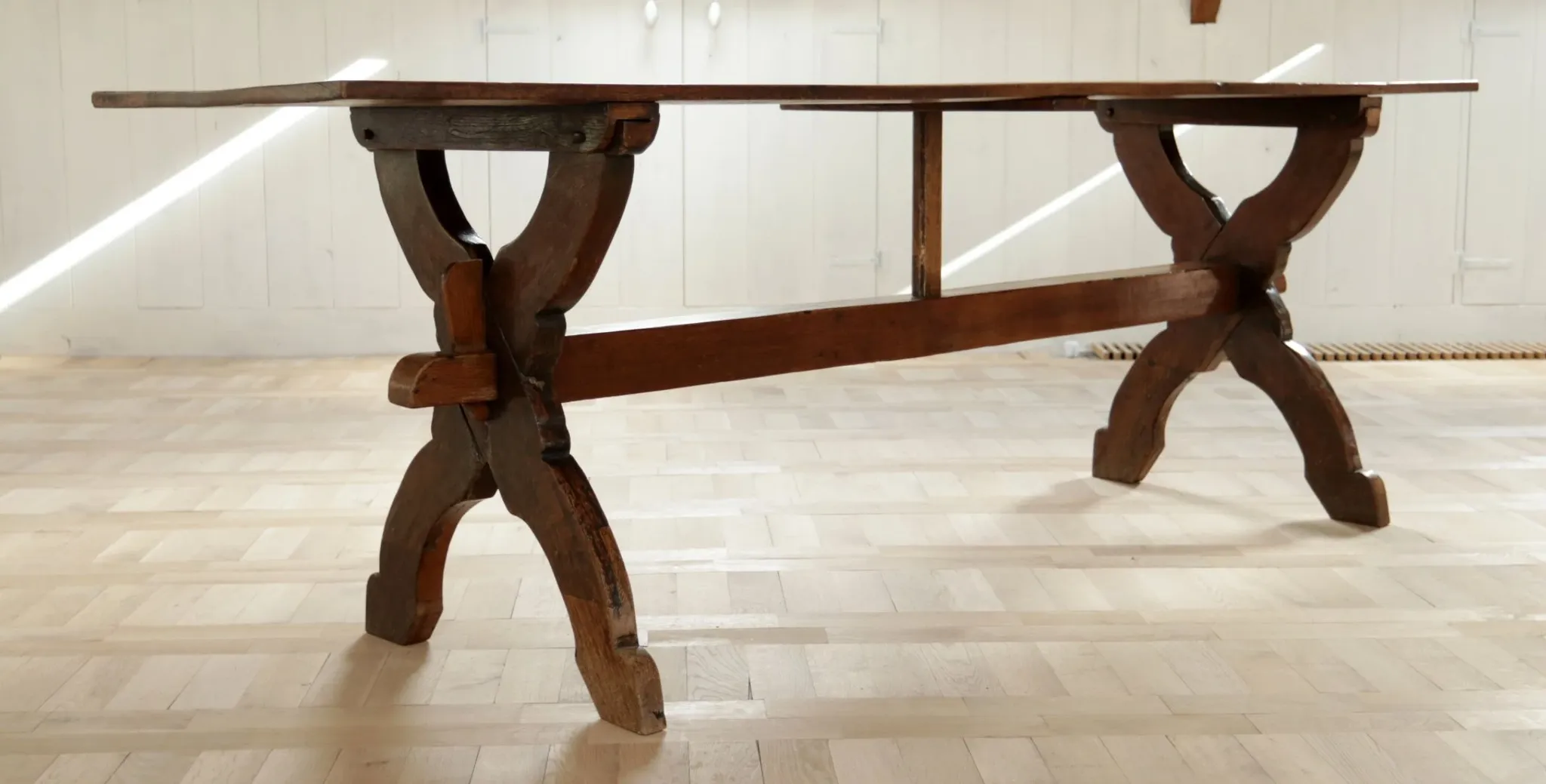 17th-century French oak refectory table / trestle table – 240 cm