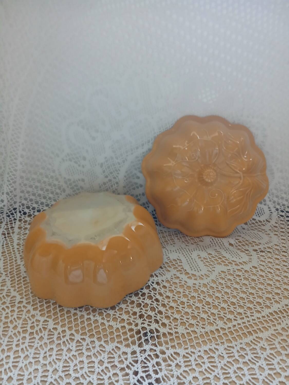 Antique pumpkin slip tureen