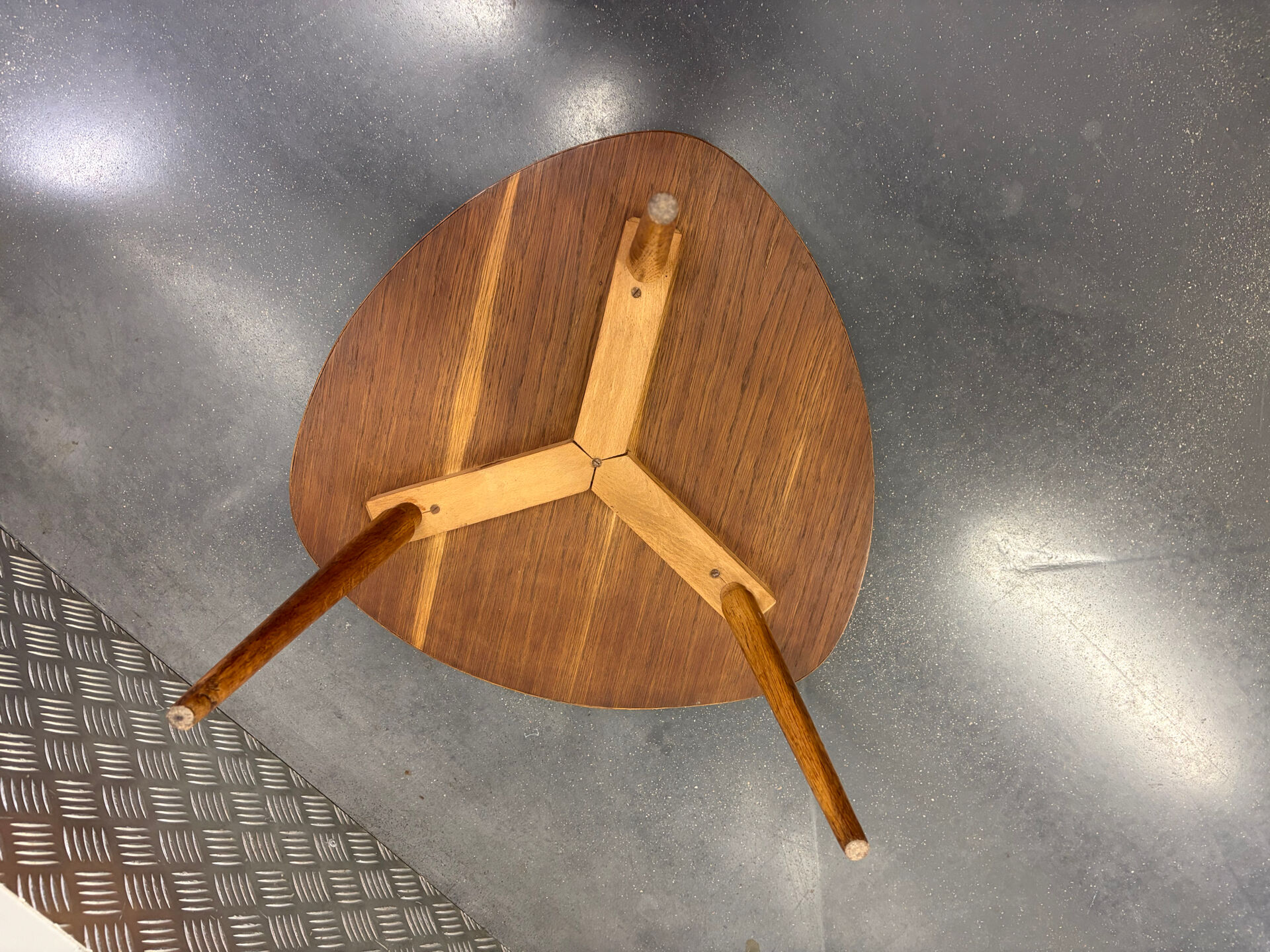 1950s natural oak tripod coffee table