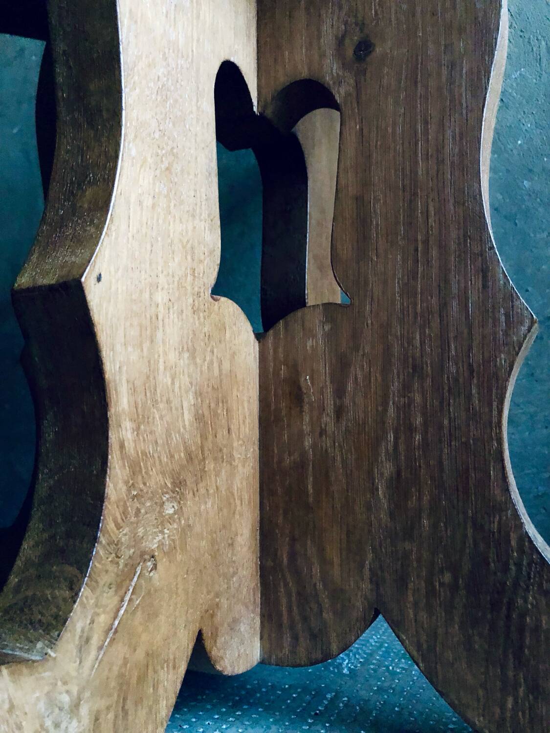 Brutalist oak side table