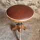Tabouret français vintage en bois réglable, assise en skaï, années 1960