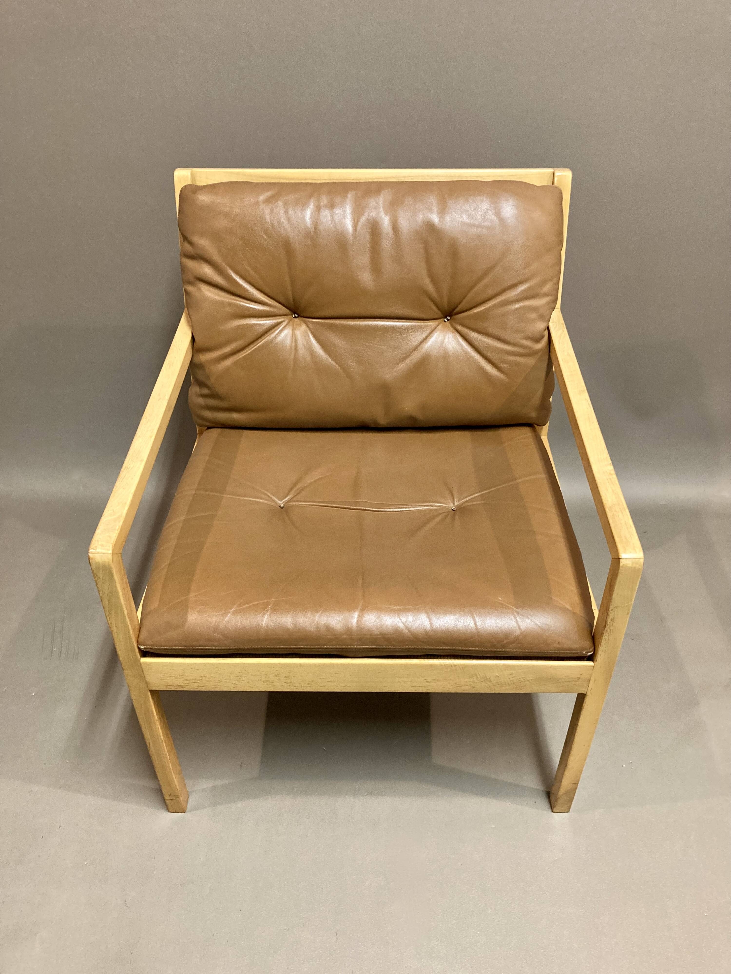 Leather armchair "Bernt Petersen" Scandinavian design 1960.