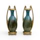 Paire de vases Art Nouveau Jugendstil en bronze et céramique de style Otto Eckman,