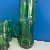 Service a eau carafe et verre vert vintage