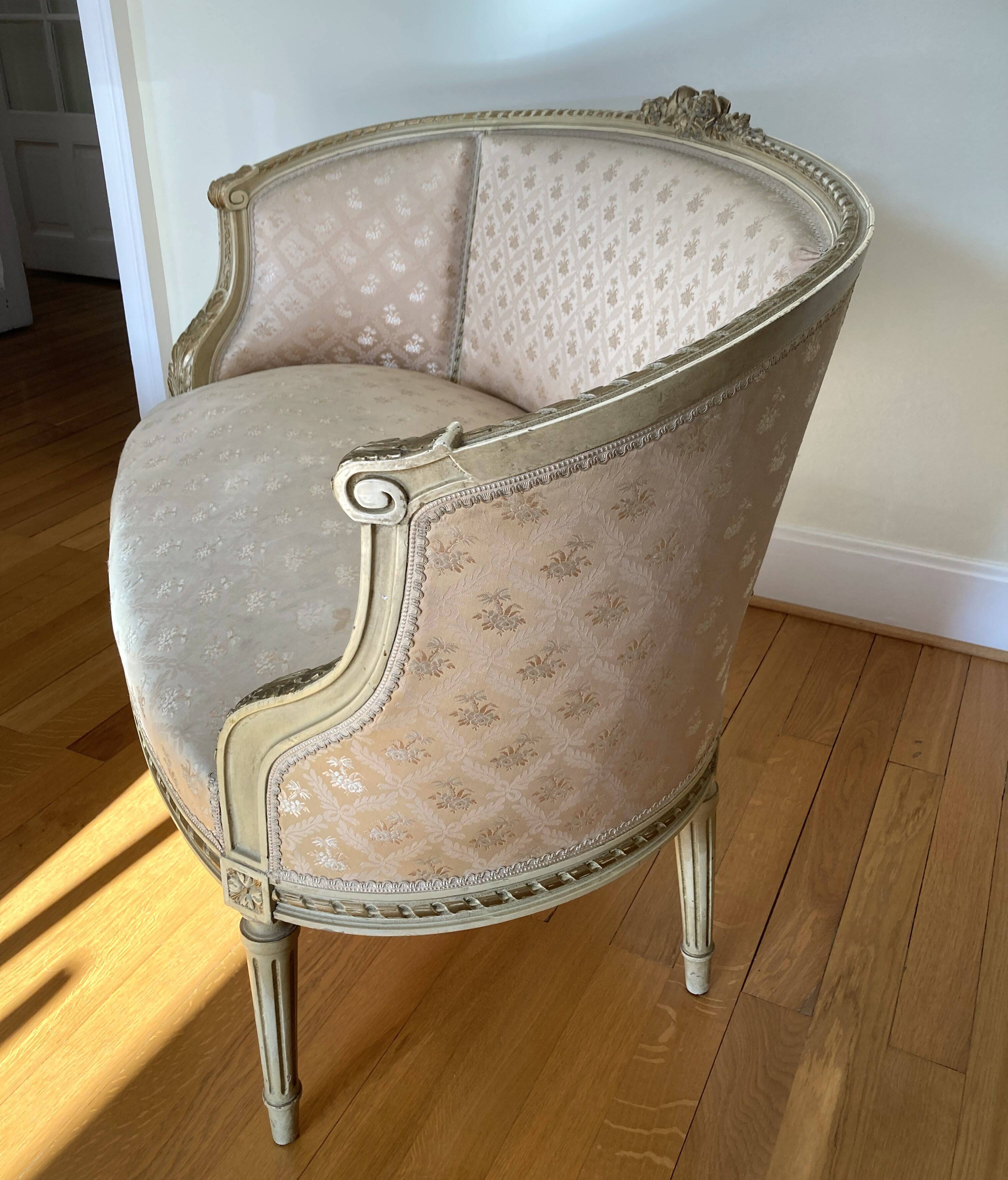 Louis XVI ivory and gold basket bench