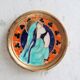 Round prayer plaque to hang, religious wall decoration, handmade enamel frame, 16 cm.