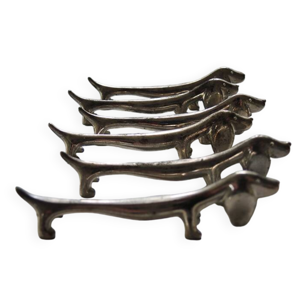 LOT DE 9 porte-couteaux teckel en argent, design vintage élégant et unique EUR 35,00 - PicClick FR