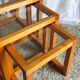 Nesting tables in solid wood and glass – 70s