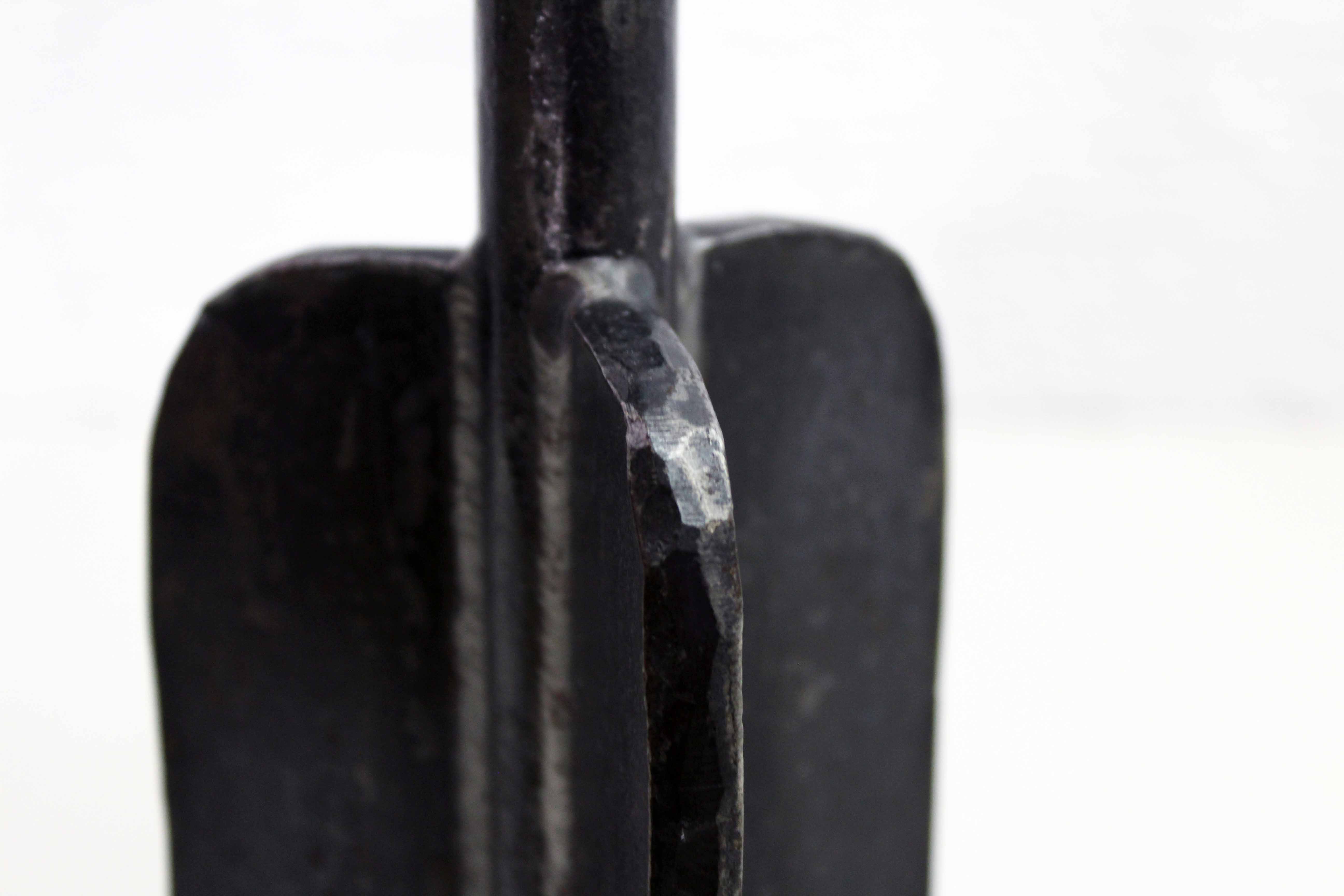 Brutalist cast iron candle holder