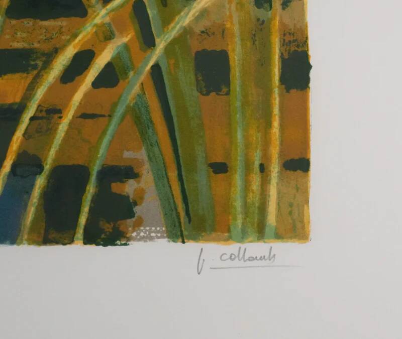 Paul Collomb: The blue irises, original signed lithograph.