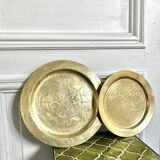 Assiettes orientales vintage en laiton