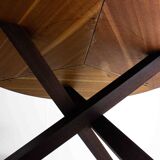 Grande table à manger ronde de Gerard Geytenbeek en bois wengé, Belgique 1960