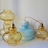 Amber faceted glass pendant light