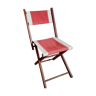 Folding chair wood and old cotton canvas