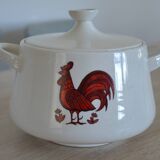 Earthenware soup tureen with rooster design