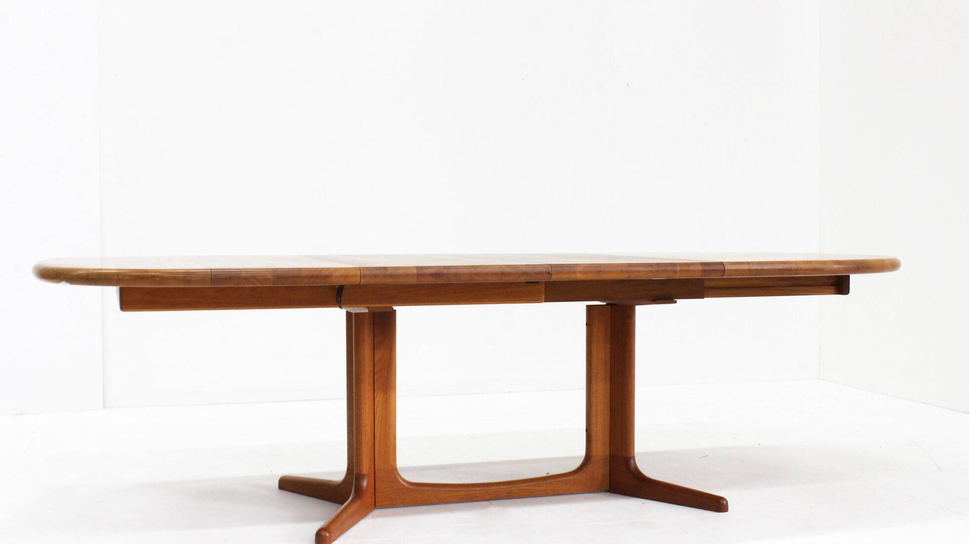 Vintage Glostrup Danish oval extendable dining table solid teak 1960s