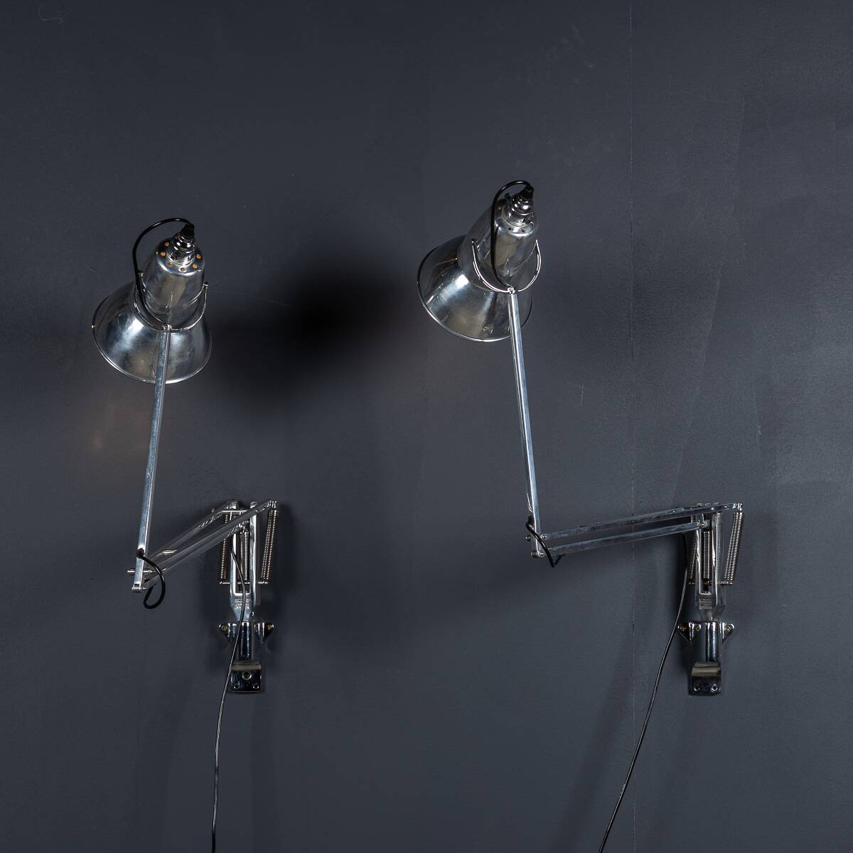 Vintage 20thc pair of original english angle poise wall mounted lamps c1970