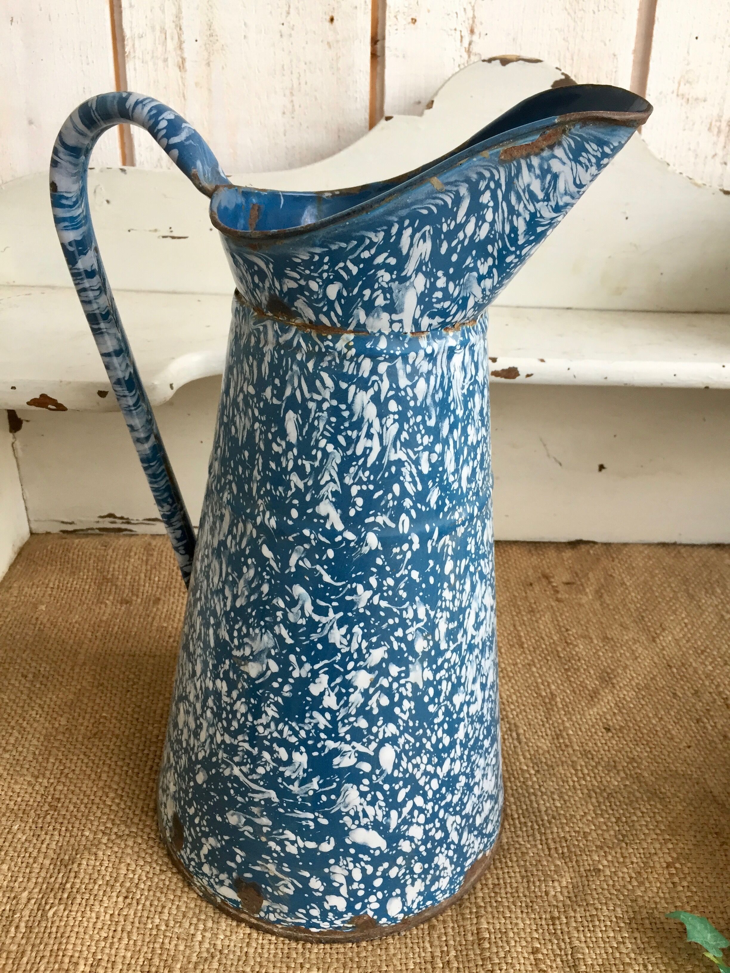 Marbled blue enamelled broc