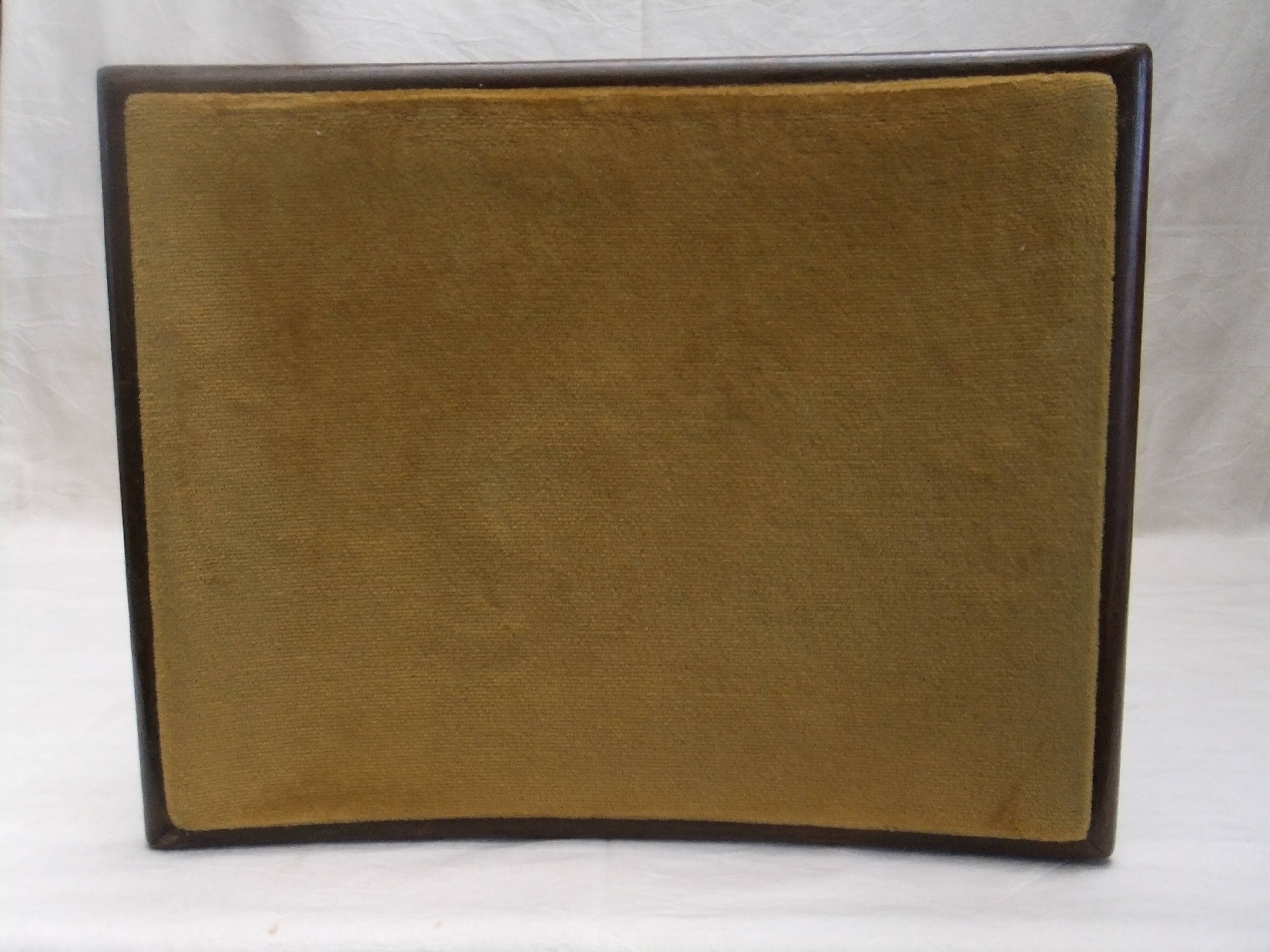 Piano stool bench old wooden tripod foot mustard velvet top