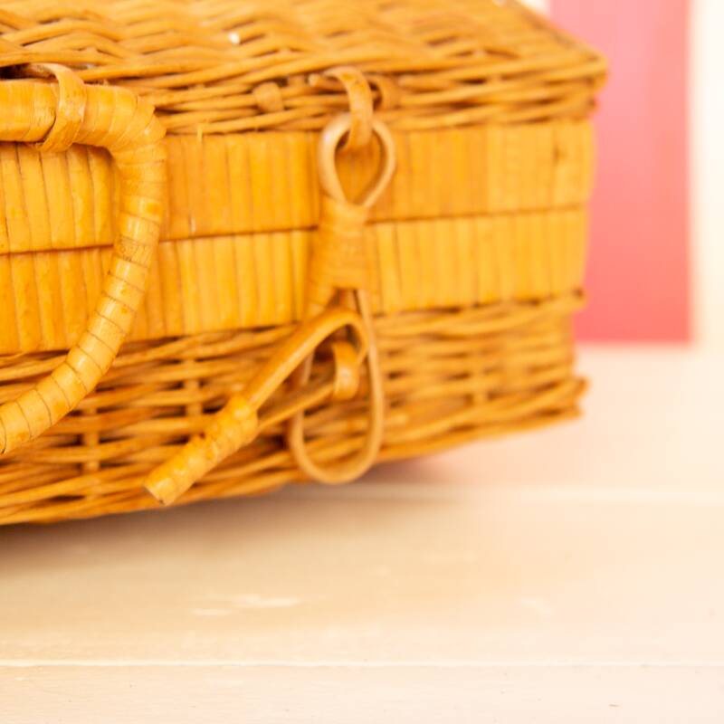 rectangular wicker suitcase
