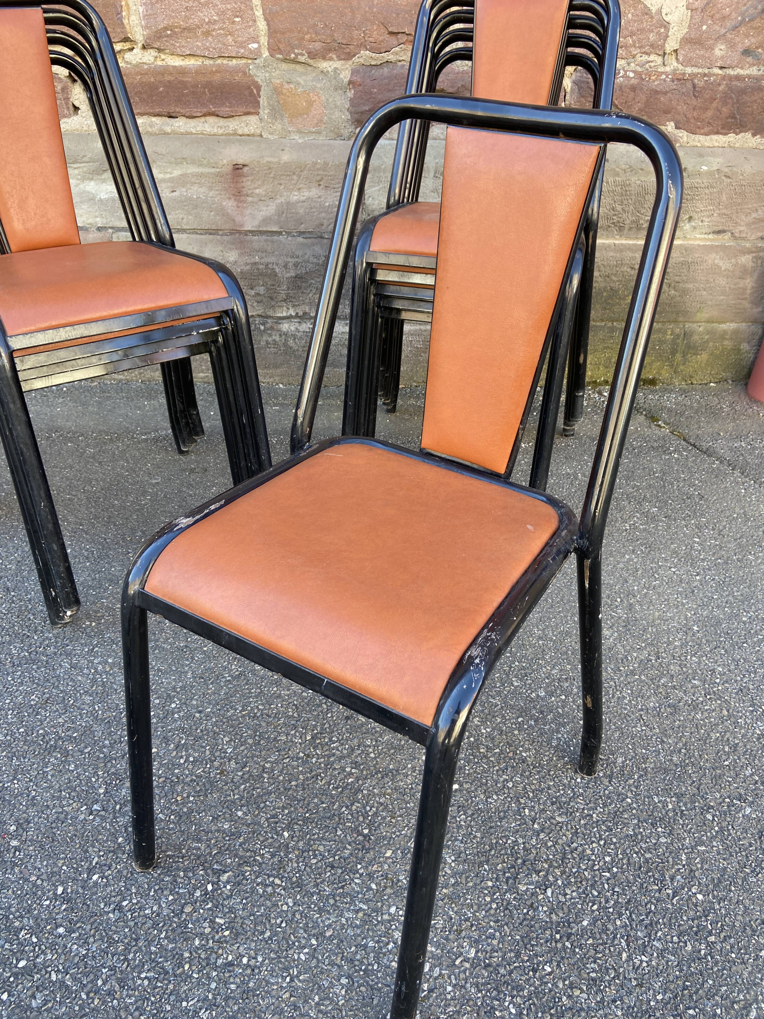Vintage school chair faux leather 1960