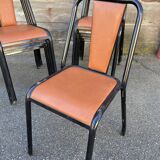 Chaise d'école vintage simili cuir 1960