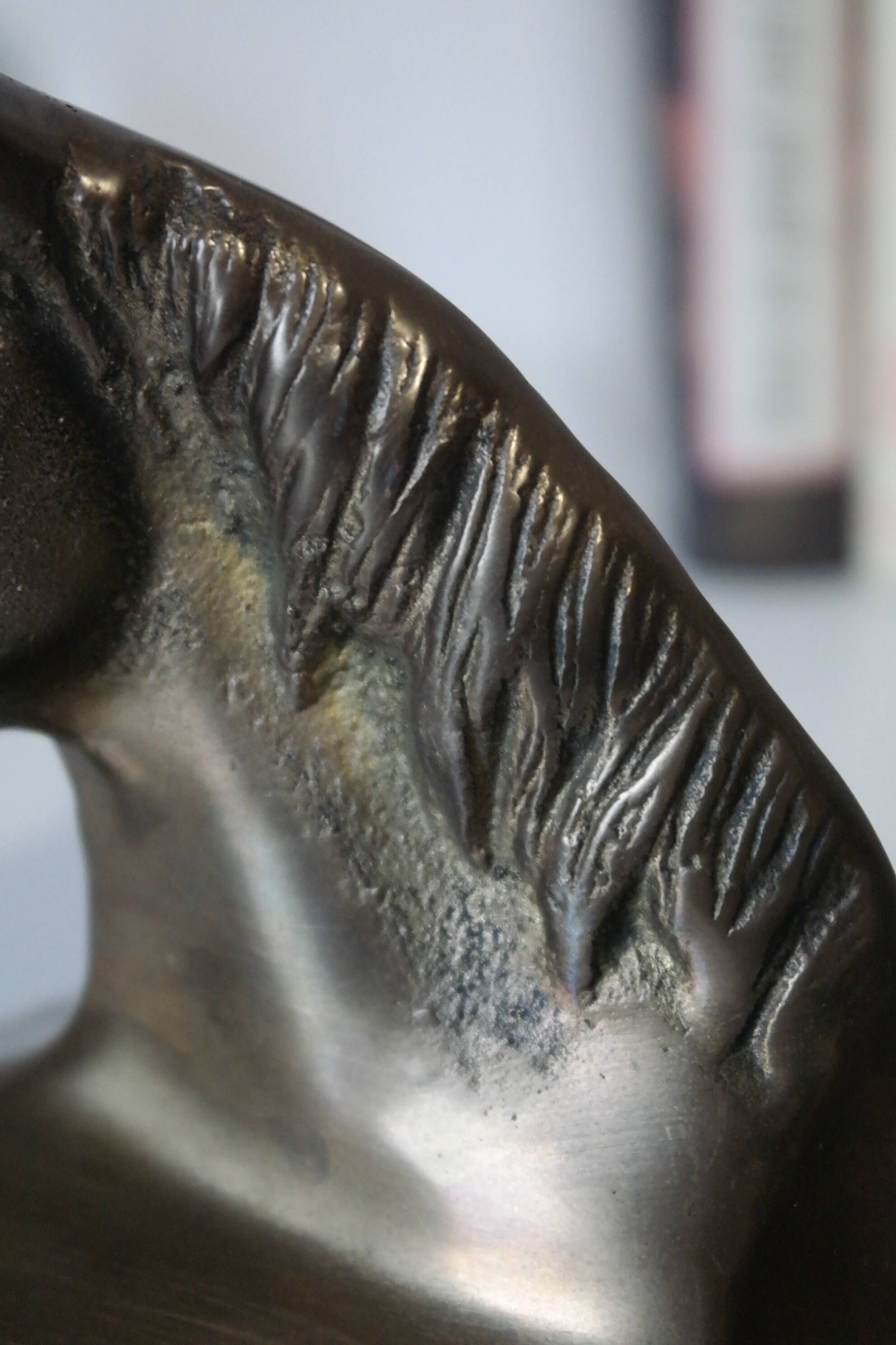 Pair of bookends plaster horses effect vintage brass
