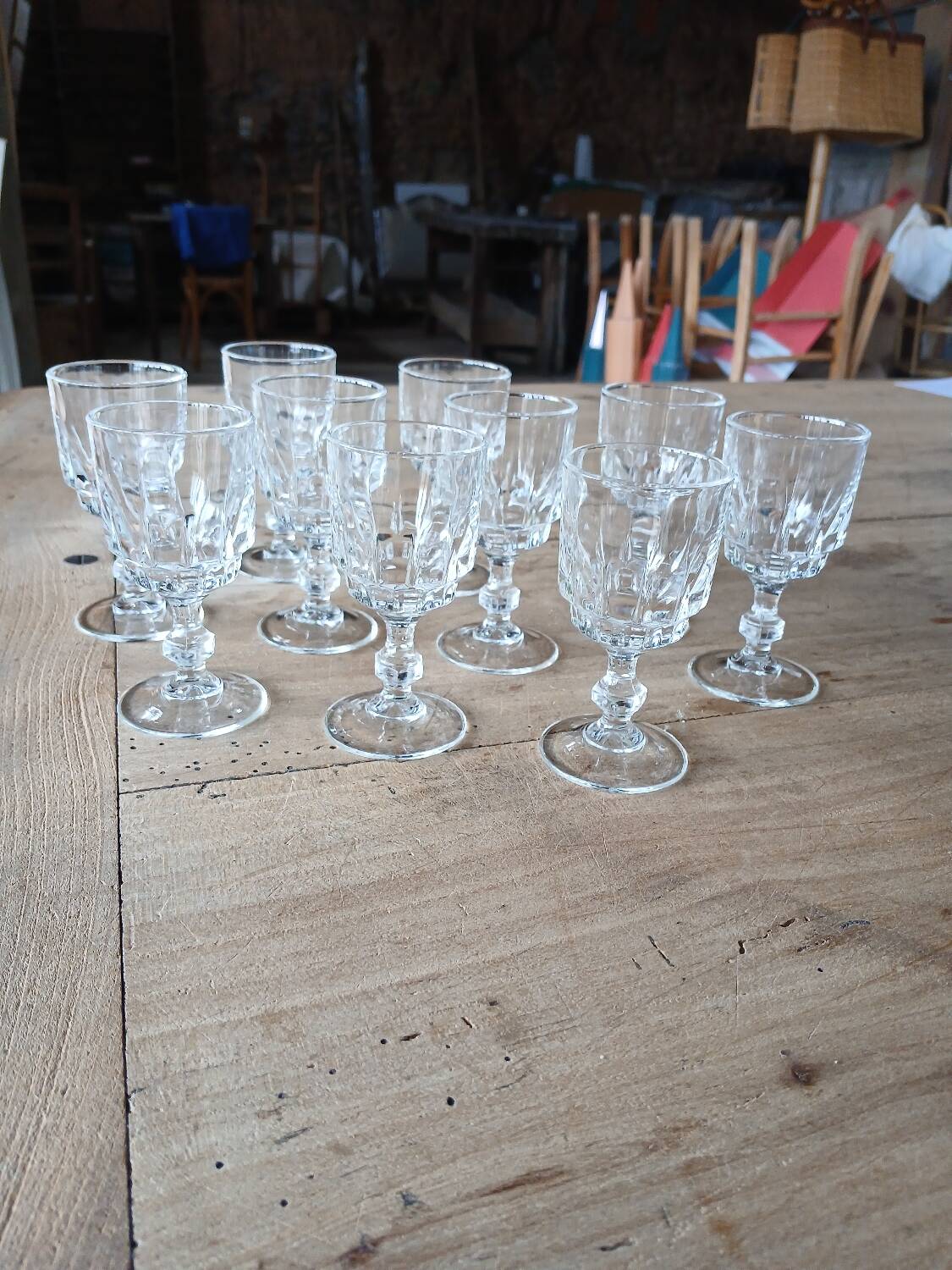 10 antique liqueur glasses