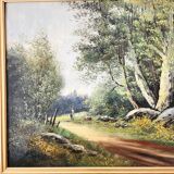 Tableau ancien signé Baldy – Paysage forestier – École de Barbizon fin XIXe