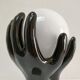Black ceramic and opaline design hand lamp 90s
