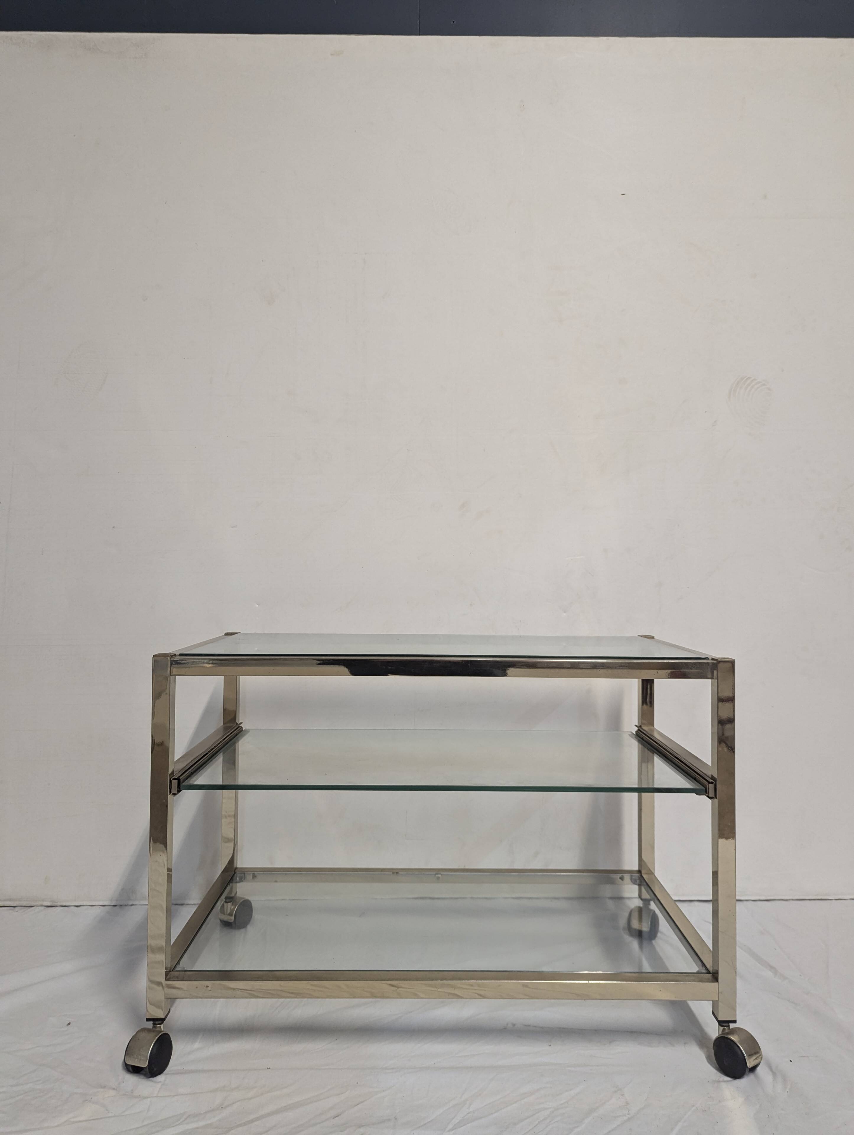 Brass coffee table bar cart