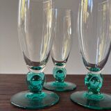 Set of 3 Luminarc champagne flutes, Molière model, Sapphire color