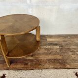 Table basse ronde vintage en chêne clair