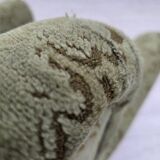 1950s, Danish relax armchair, green furniture velour, carved oak wood.