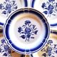 6 blue and white Badonvilliers dessert plates