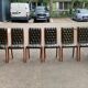 6 chaises anglaises Chesterfield XXème cuir vert olive