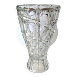 Vintage design vase in crystal. faceted patterns, braces. flared neck