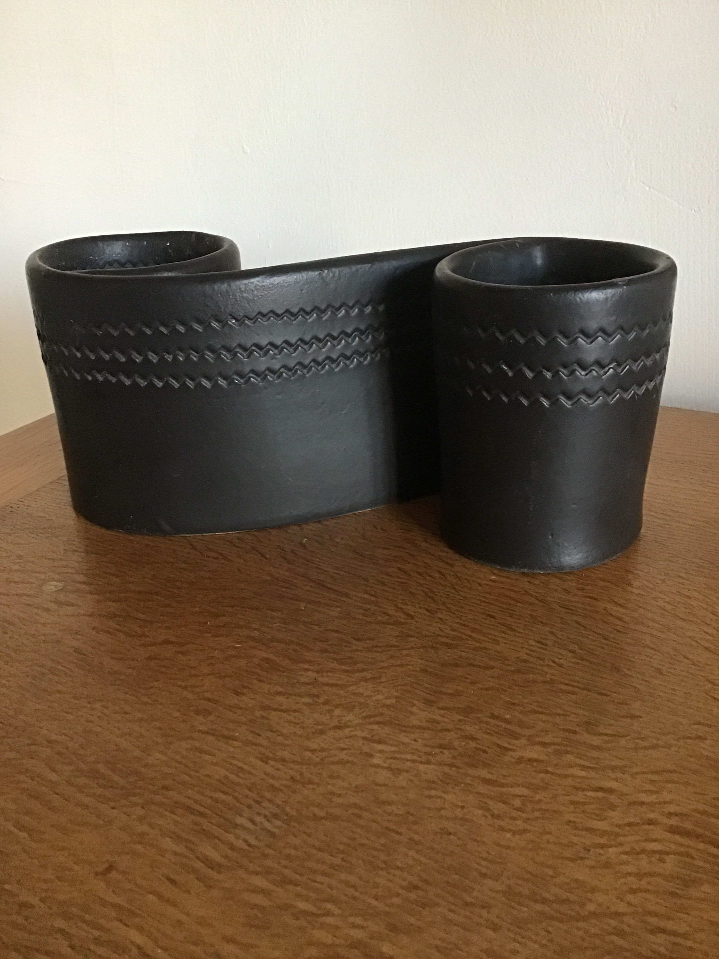 Black ceramic vase