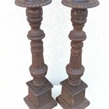 Pair of cast iron candlesticks