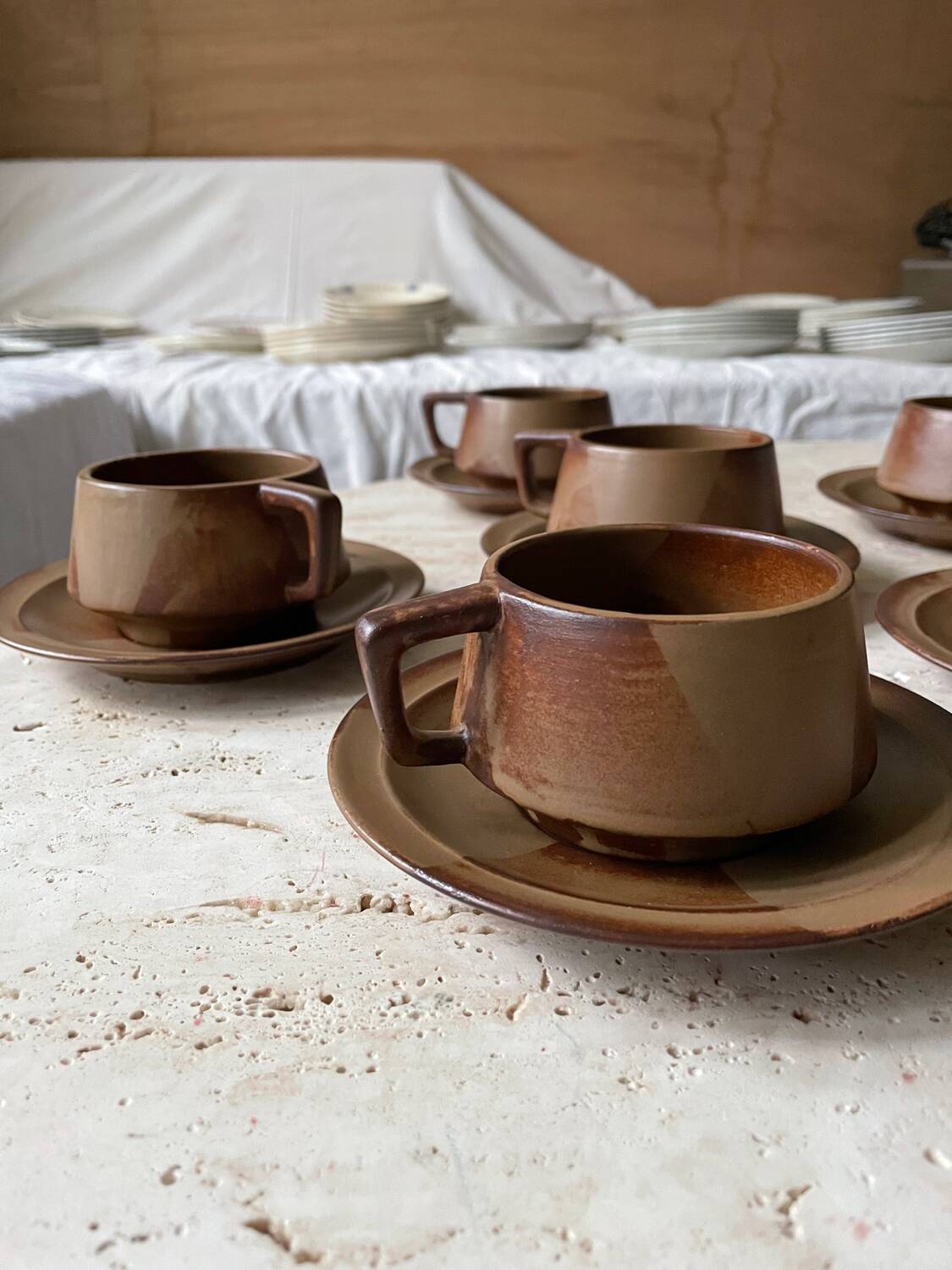Japanese-style stoneware tea or coffee service