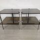 Vintage chrome smoked glass side tables