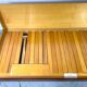 Daybed in beech and red fabric by jitona, vintage czech 1970s