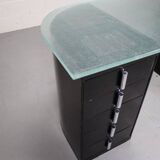 1930's modernist desk in black lacquered metal