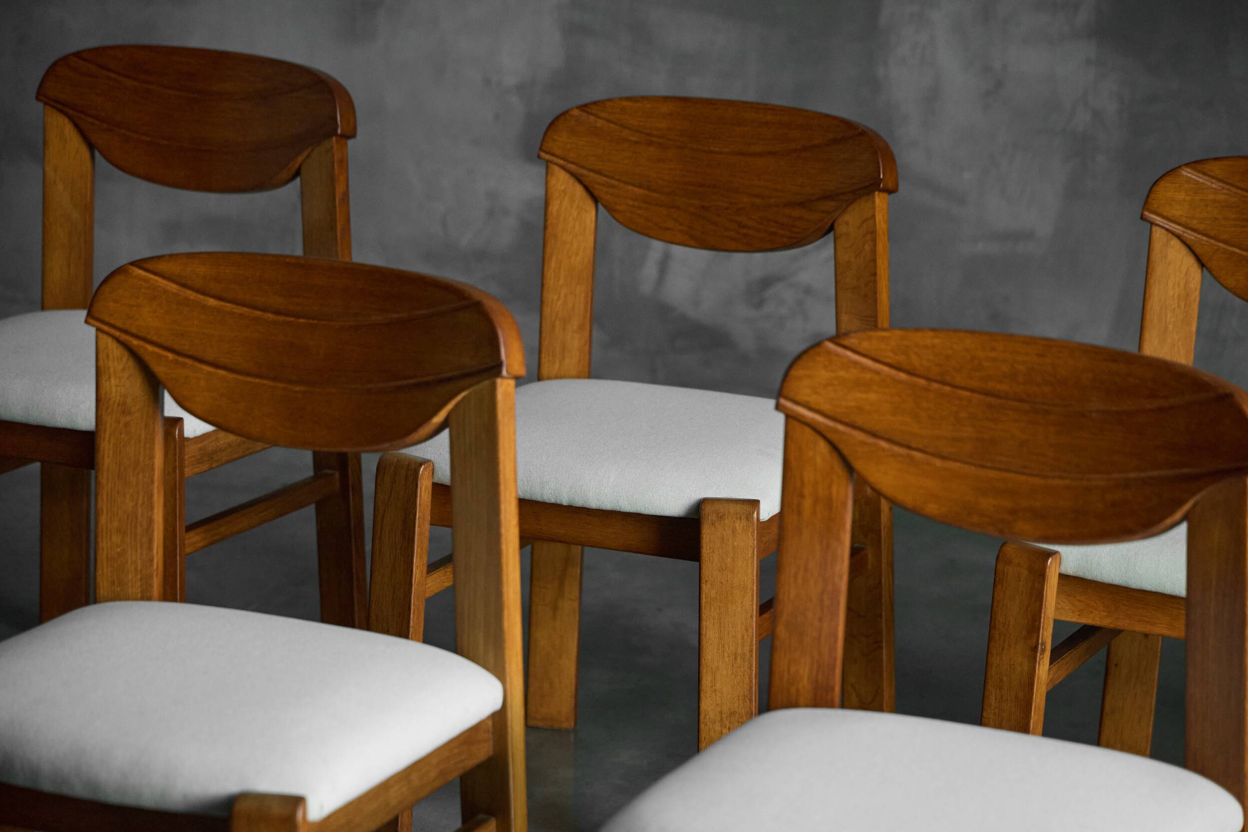 Brutalist dining chairs, France, 1960s