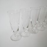 Set of 6 champagne flutes engraved 1960
