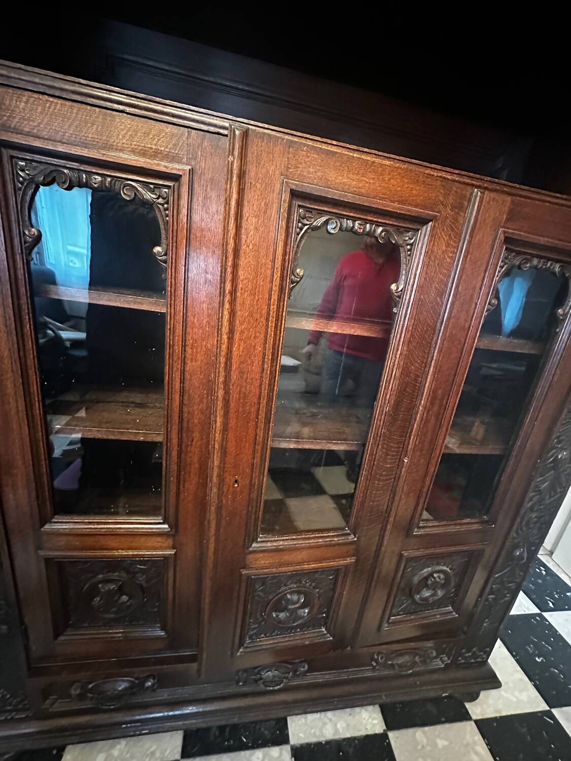Large Renaissance Style Library Solid Oak 19th Century