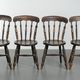 Set of 4 antique English wooden Windsor pub/bistro chairs from 19th century