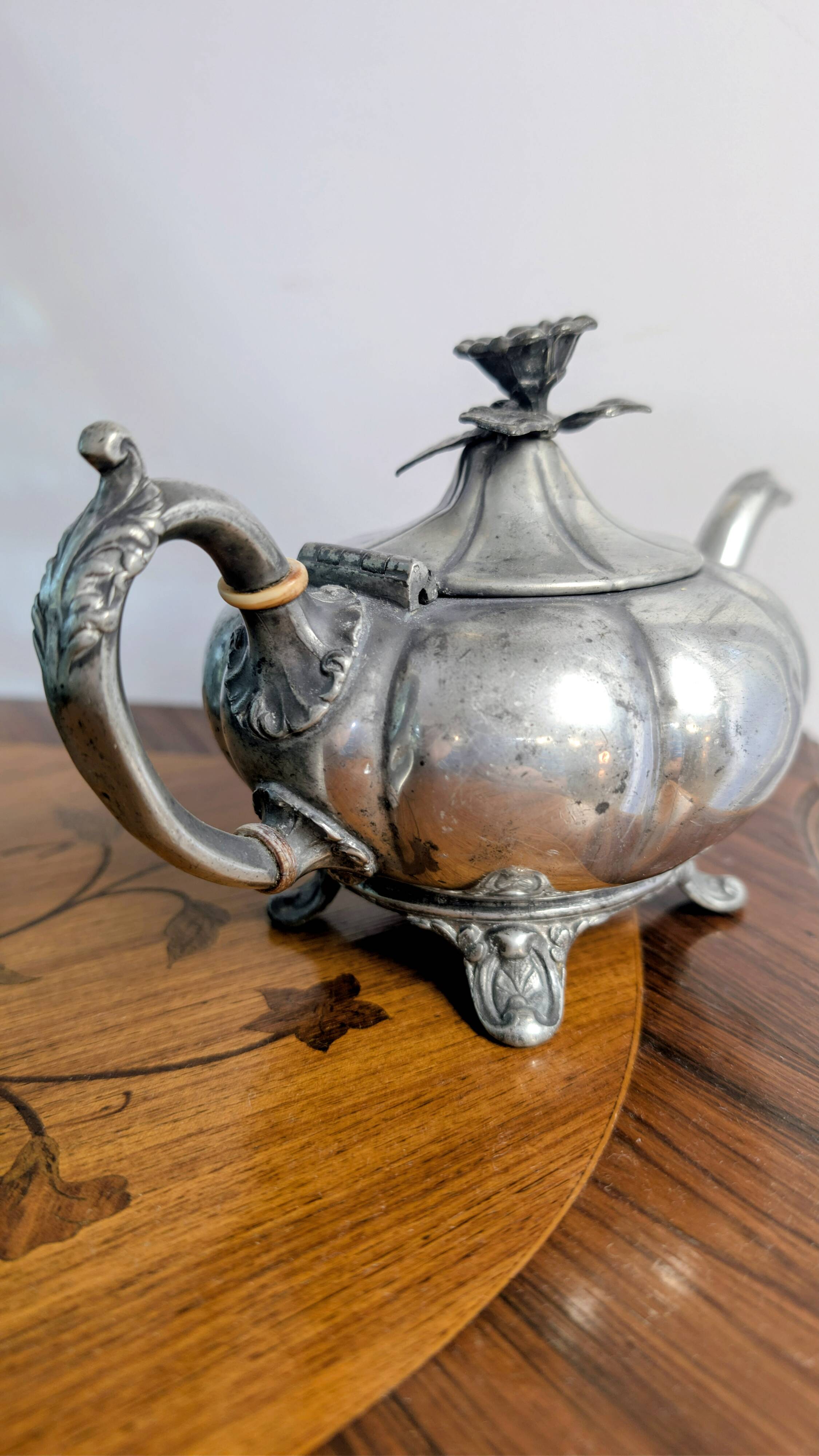 Vintage Shaw & Fisher Sheffield metal tin teapot