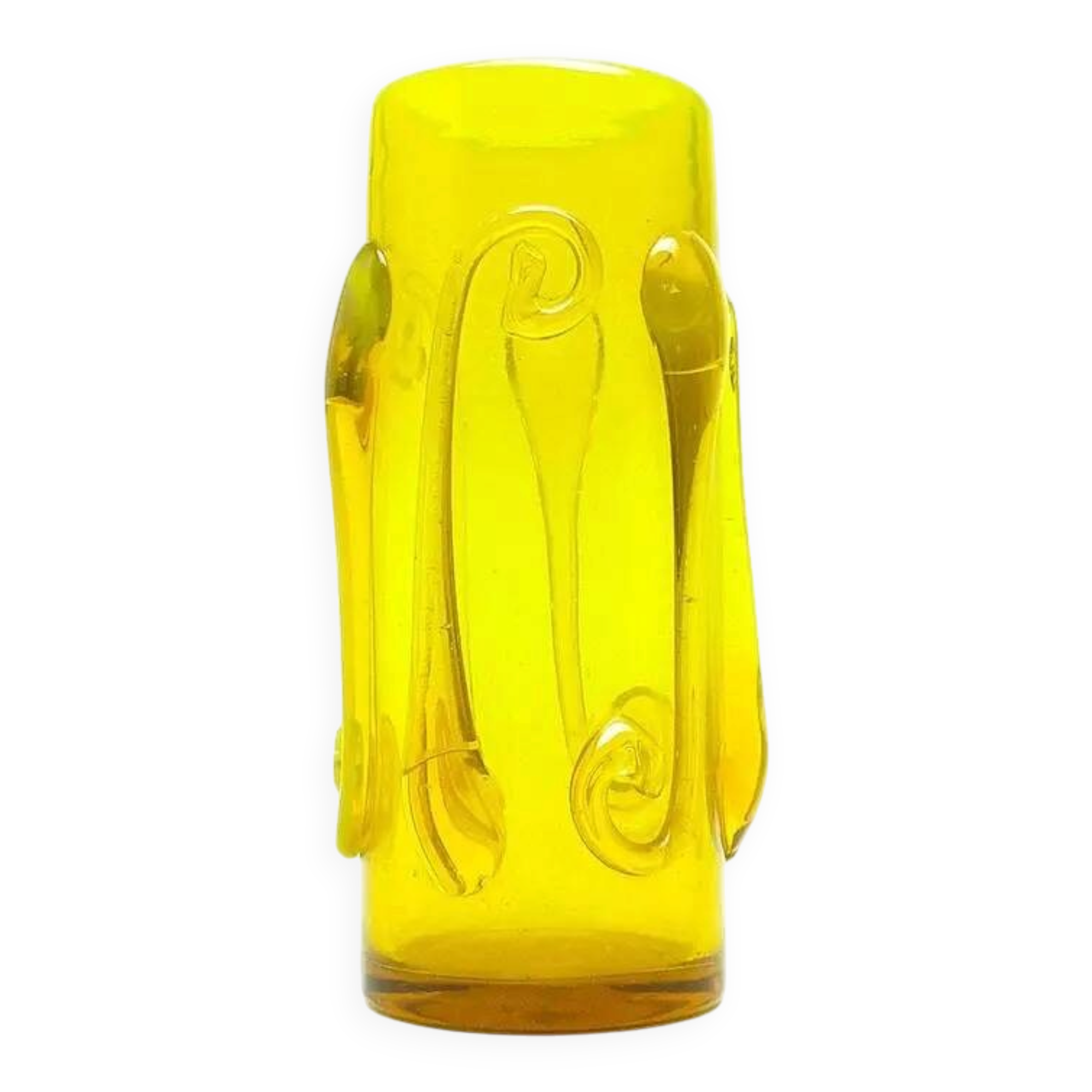 Modernist vase, yellow glass, designed by J. Słuczan-Orkusz, Poland, 1970s