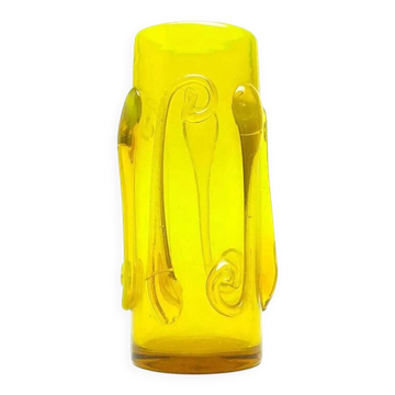 Modernist vase, yellow glass, designed by J. Słuczan-Orkusz, Poland, 1970s